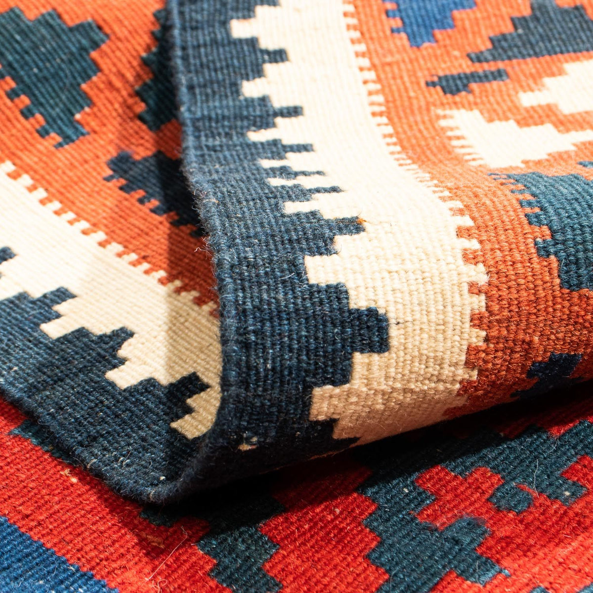 Tapis Kelim - Oriental carré  - 104 x 102 cm - rouge foncé