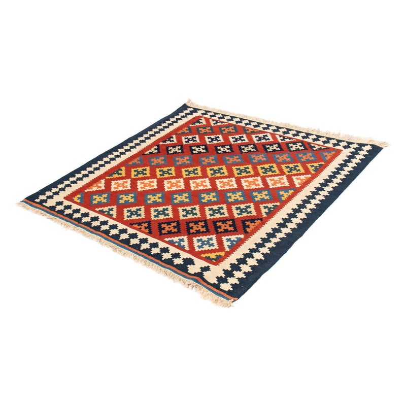 Tapis Kelim - Oriental carré  - 105 x 103 cm - rouge foncé