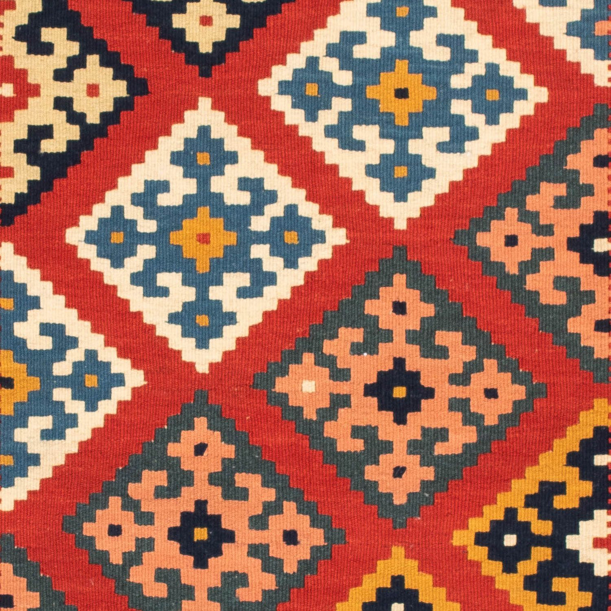 Tapis Kelim - Oriental carré  - 105 x 103 cm - rouge foncé