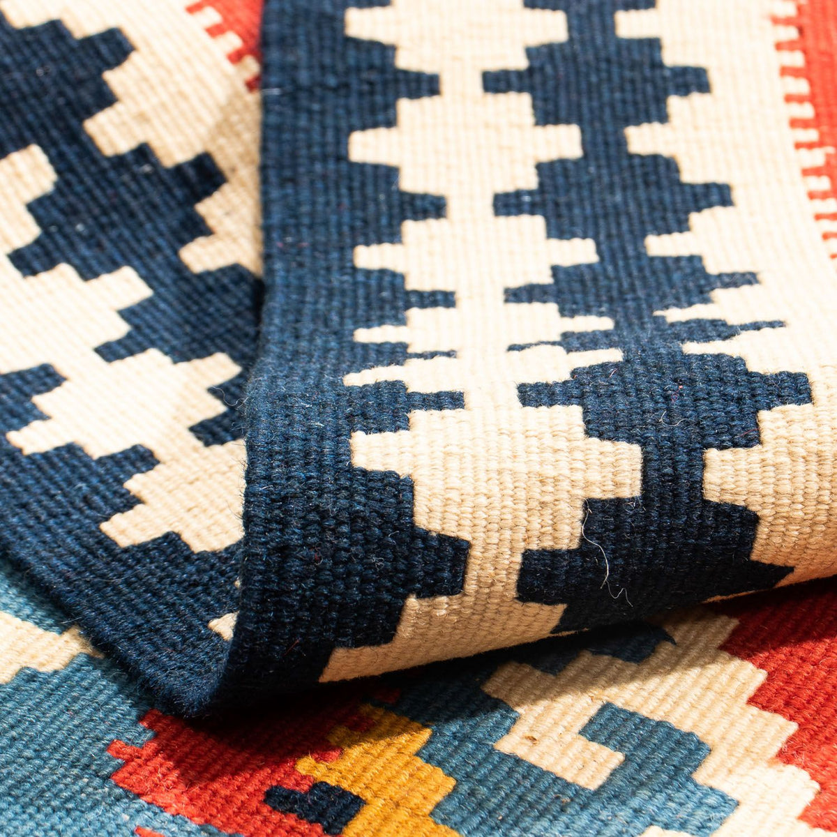 Tapis Kelim - Oriental carré  - 105 x 103 cm - rouge foncé