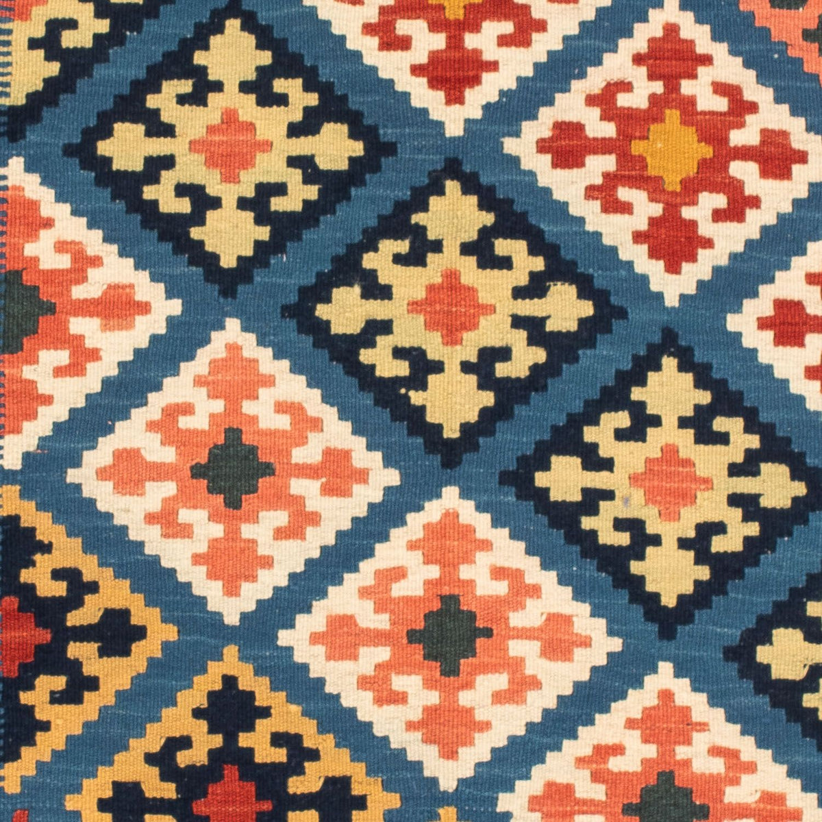 Tapis Kelim - Oriental carré  - 106 x 102 cm - bleu foncé