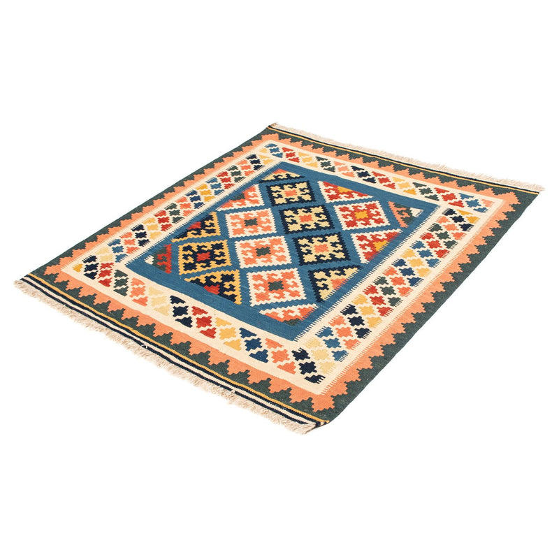 Tapis Kelim - Oriental carré  - 106 x 102 cm - bleu foncé
