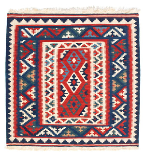 Tapis Kelim - Oriental carré  - 98 x 93 cm - bleu foncé