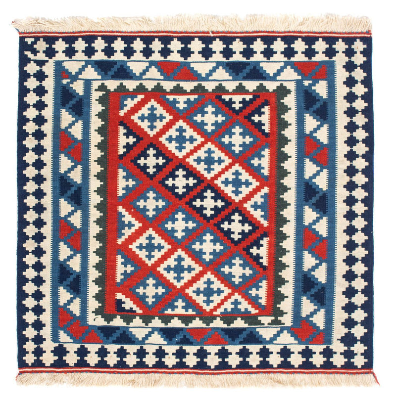 Tapis Kelim - Oriental carré  - 103 x 100 cm - bleu foncé
