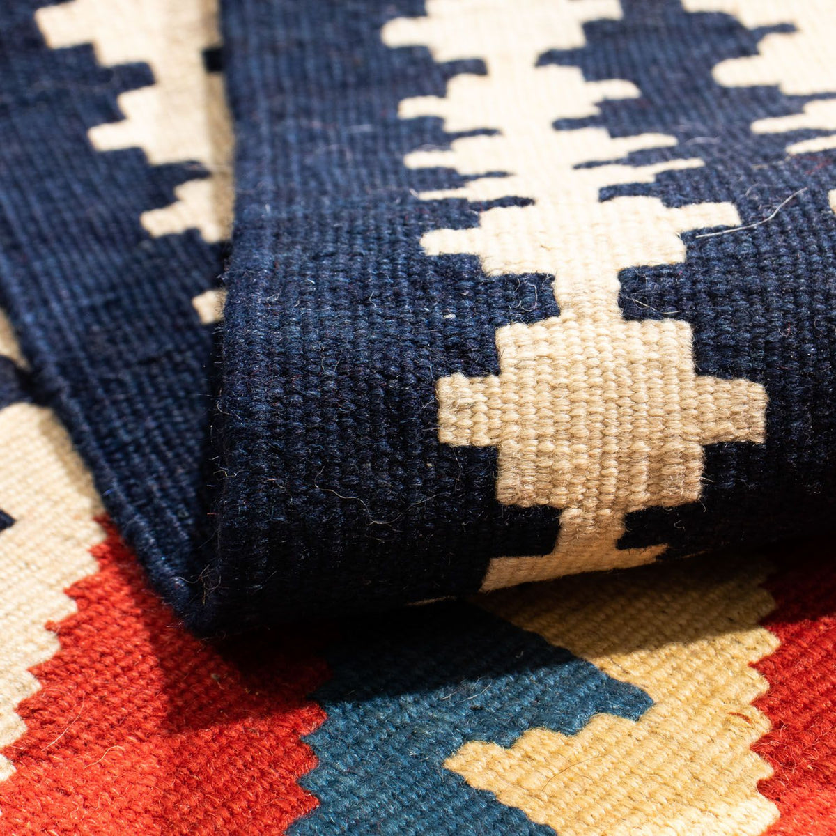 Tapis Kelim - Oriental carré  - 100 x 97 cm - rouge