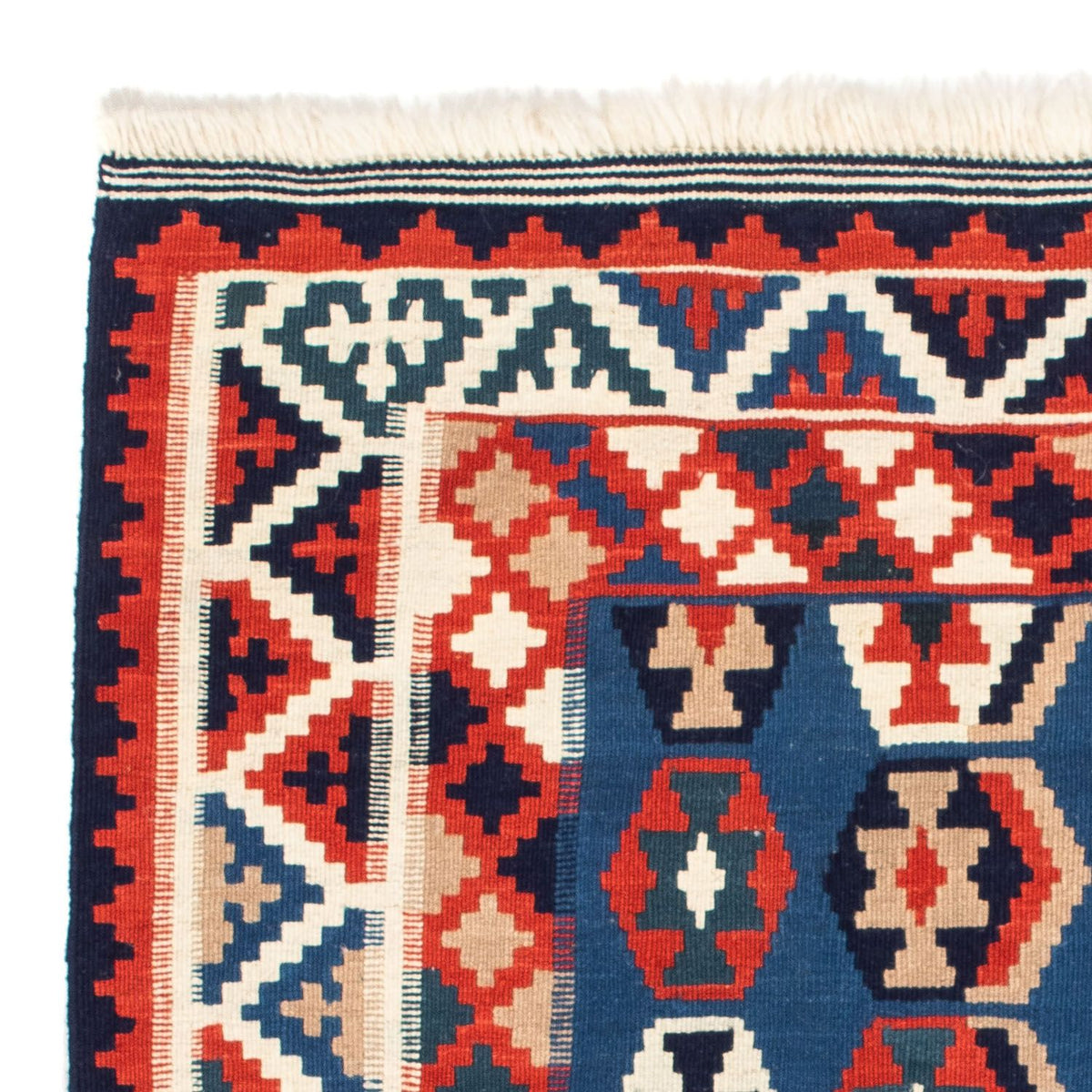 Tapis Kelim - Oriental carré  - 105 x 105 cm - bleu foncé
