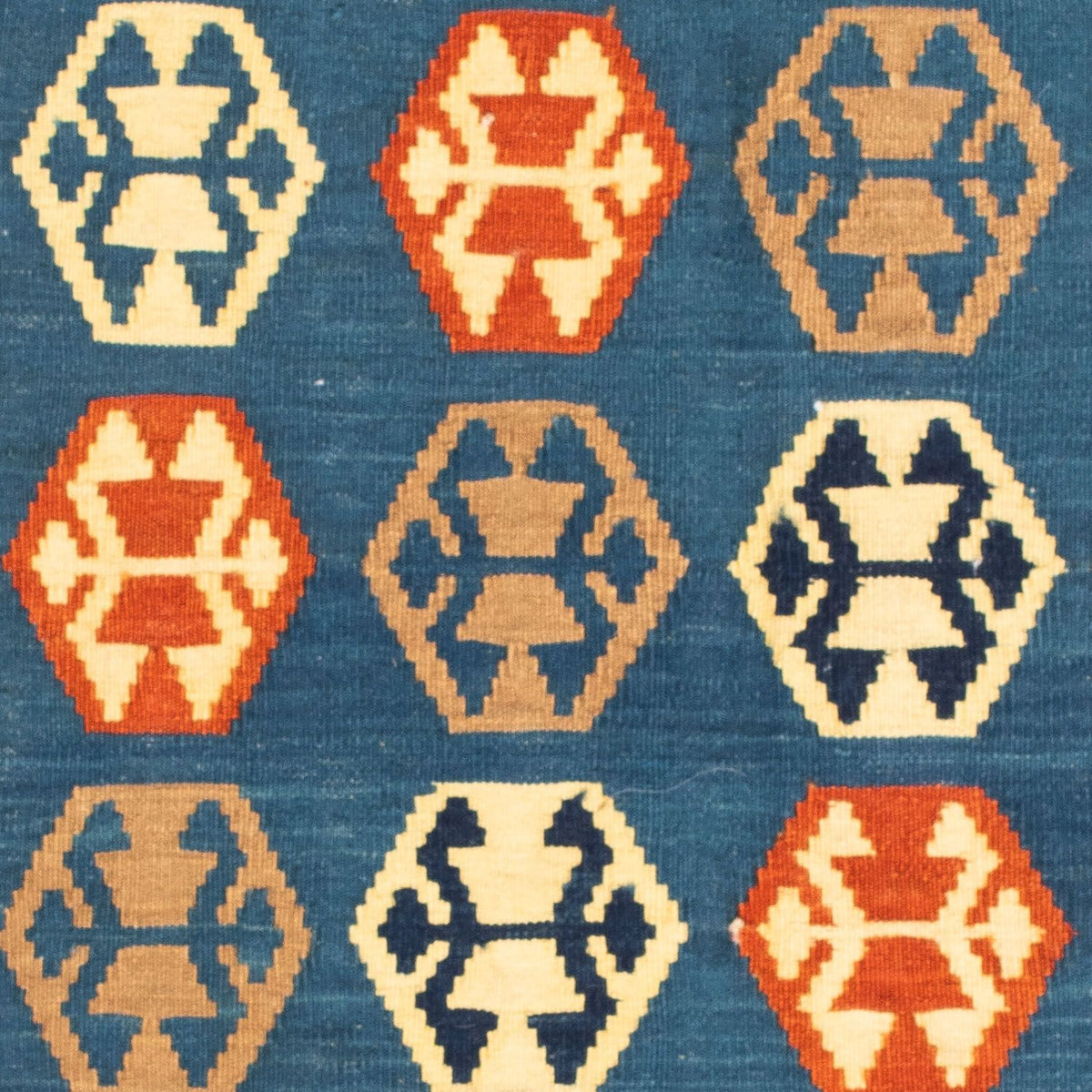 Tapis Kelim - Oriental carré  - 102 x 95 cm - bleu foncé