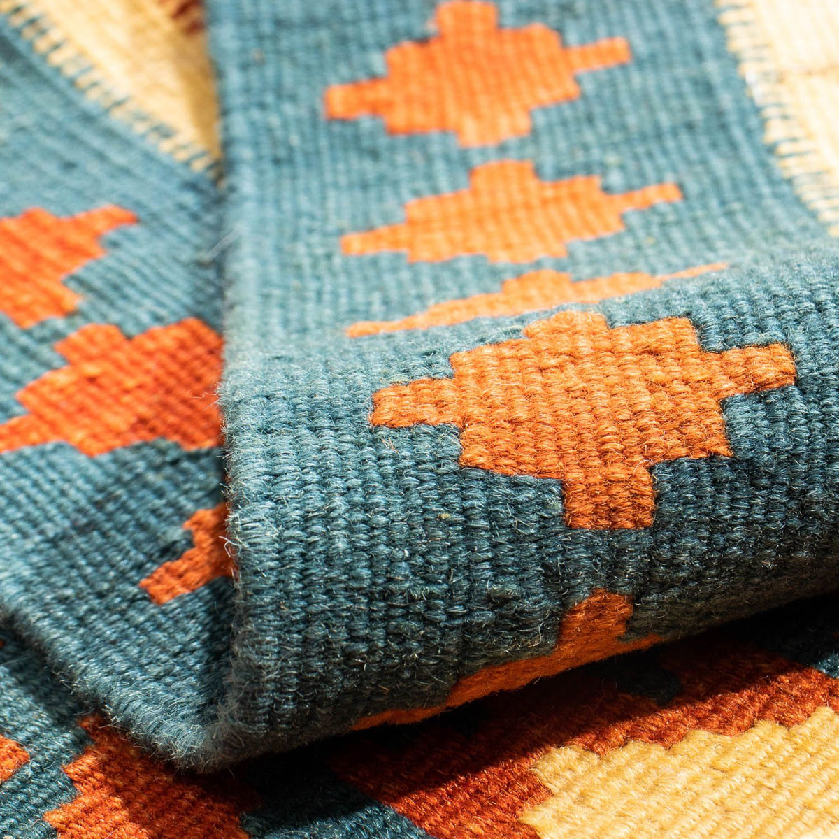 Tapis Kelim - Oriental carré  - 103 x 103 cm - rouille