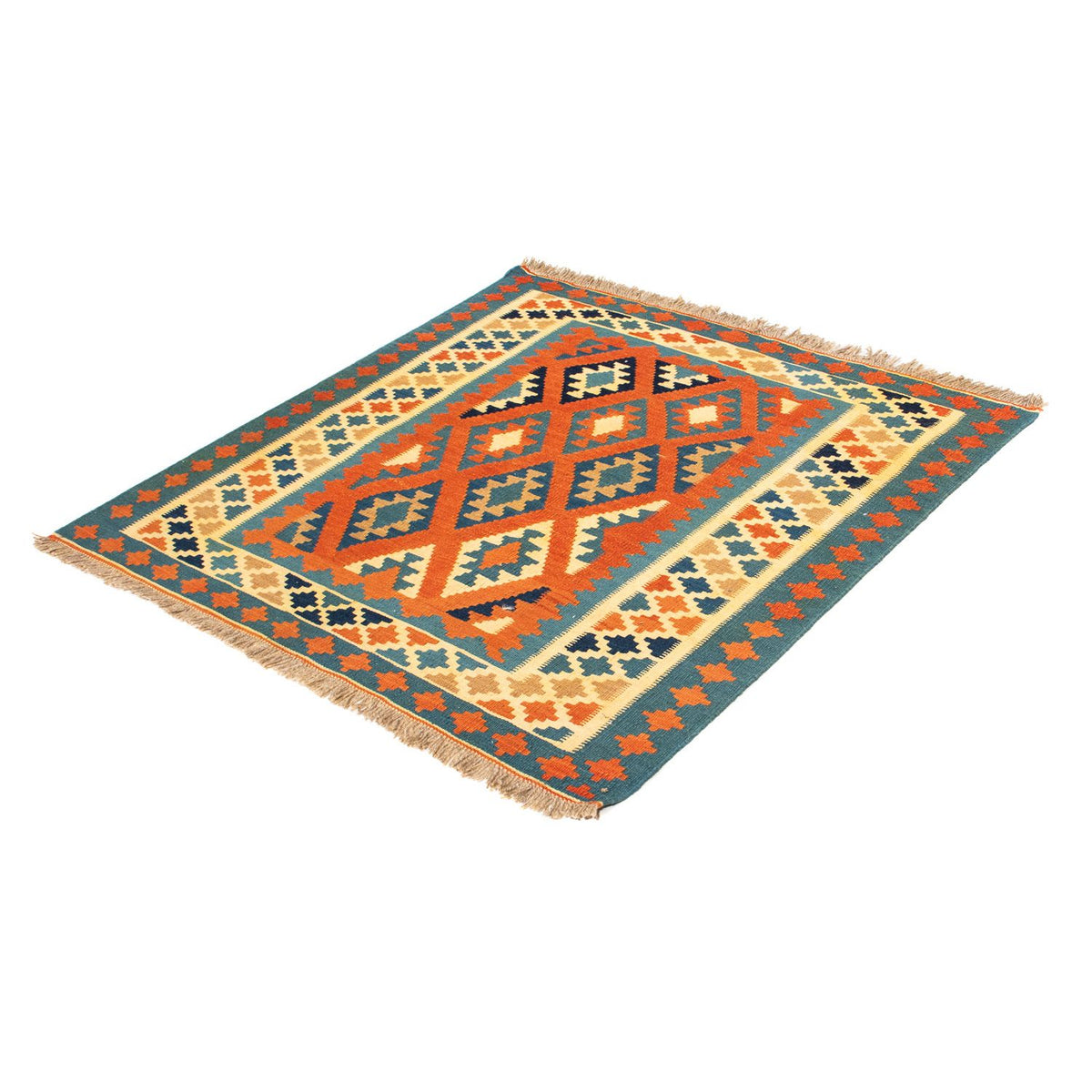 Tapis Kelim - Oriental carré  - 103 x 103 cm - rouille