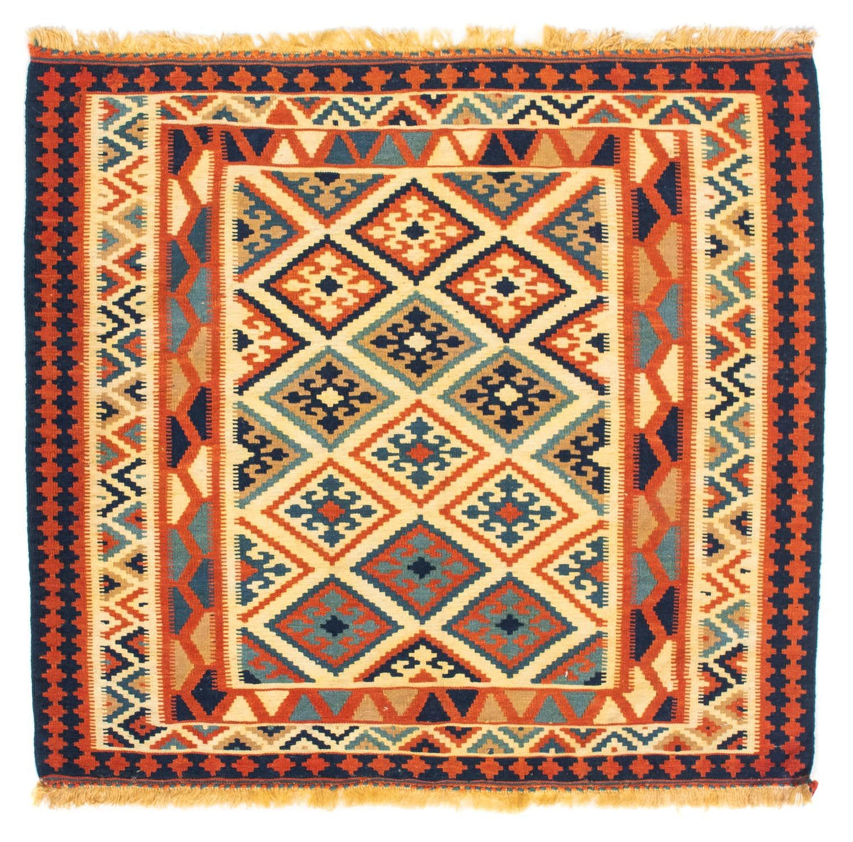 Tapis Kelim - Oriental carré - 103 x 100 cm - beige