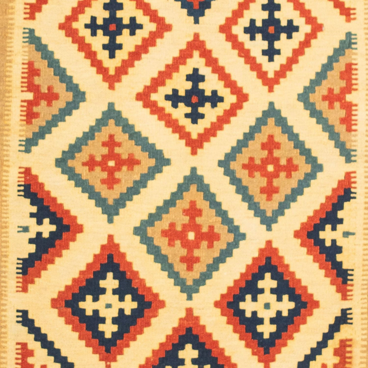 Tapis Kelim - Oriental carré - 105 x 103 cm - multicolore