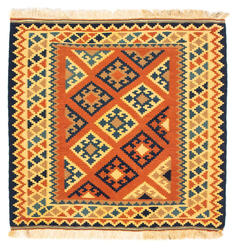 Tapis Kelim - Oriental carré  - 103 x 100 cm - rouille