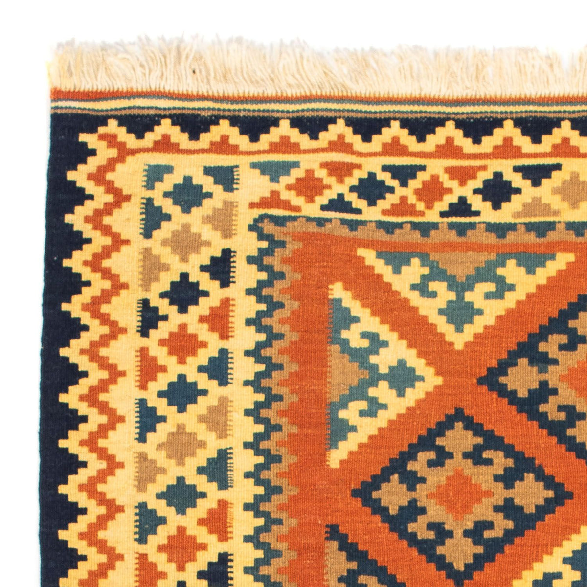 Tapis Kelim - Oriental carré  - 103 x 100 cm - rouille