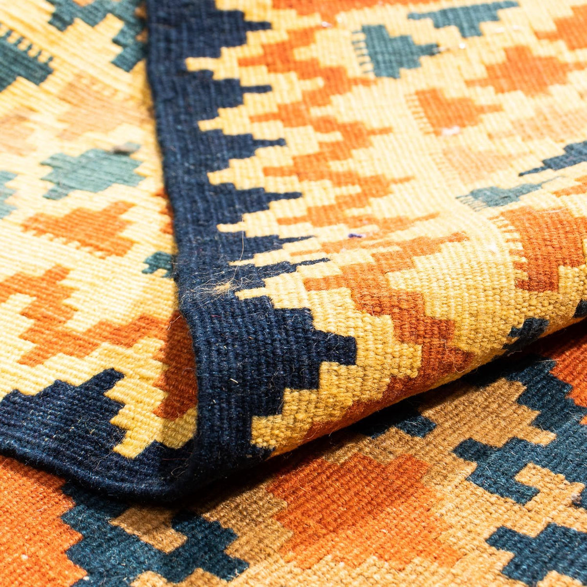 Tapis Kelim - Oriental carré  - 103 x 100 cm - rouille