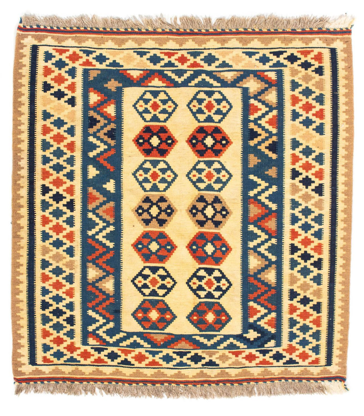 Tapis Kelim - Oriental carré  - 103 x 100 cm - beige