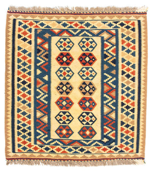 Tapis Kelim - Oriental carré  - 103 x 100 cm - beige