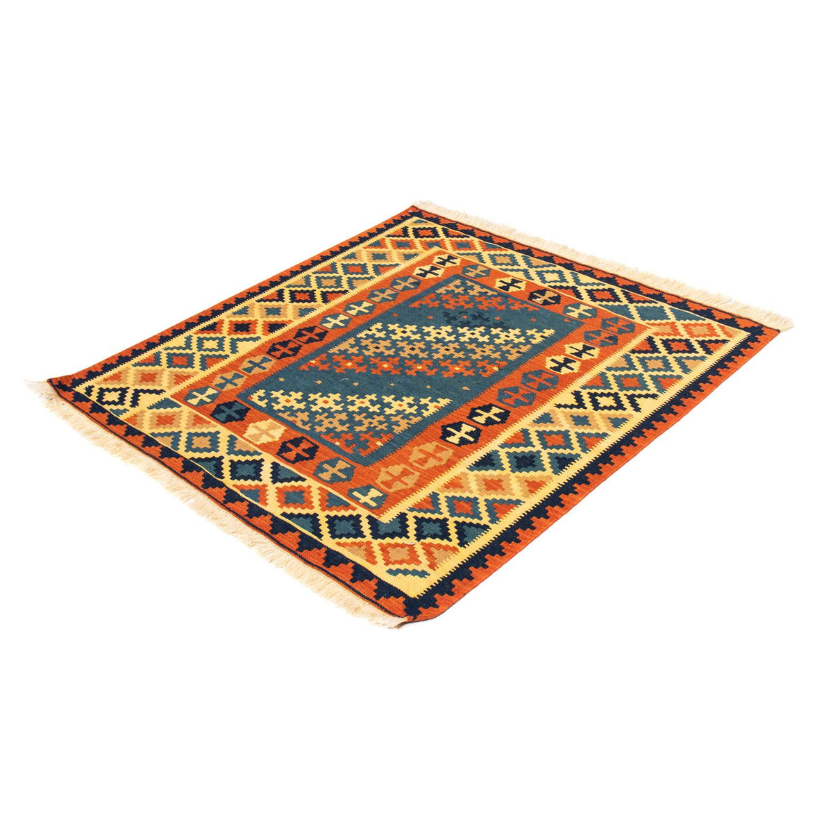 Tapis Kelim - Oriental carré - 105 x 100 cm - multicolore