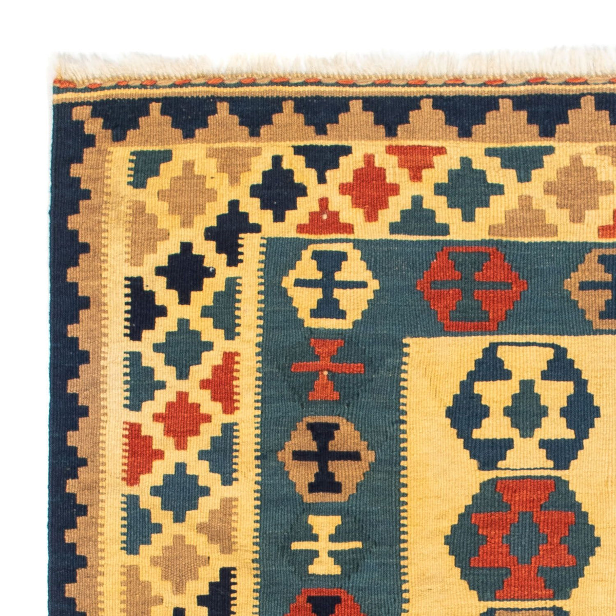 Tapis Kelim - Oriental carré  - 101 x 95 cm - or
