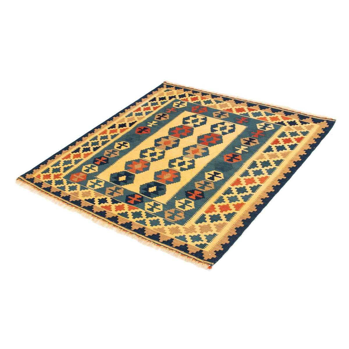 Tapis Kelim - Oriental carré  - 101 x 95 cm - or