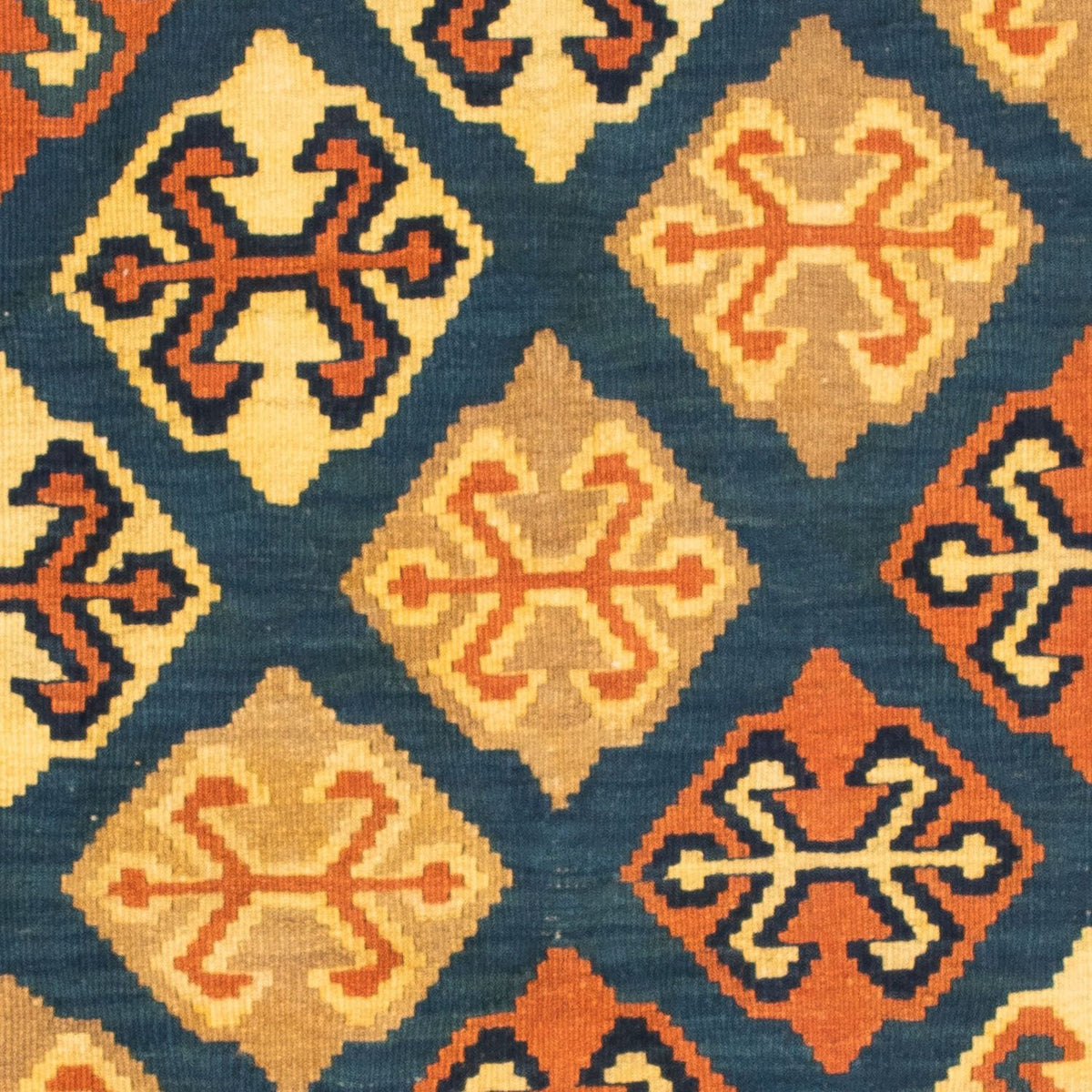 Tapis Kelim - Oriental carré - 104 x 100 cm - bleu foncé