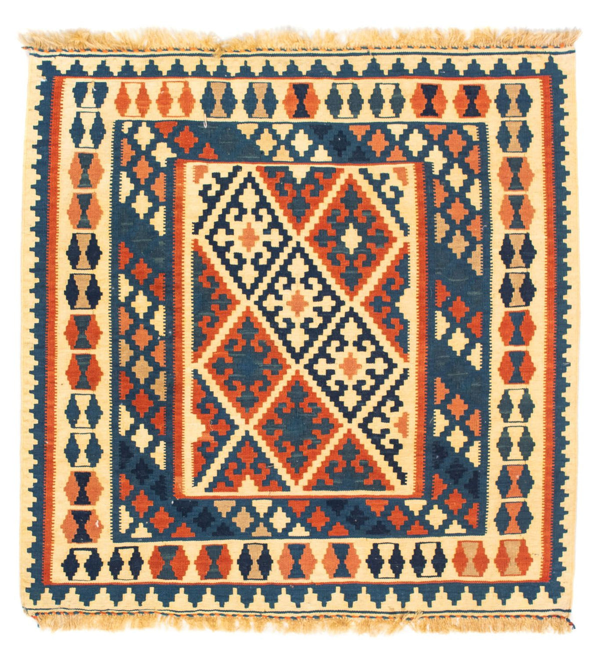 Tapis Kelim - Oriental carré - 106 x 100 cm - multicolore