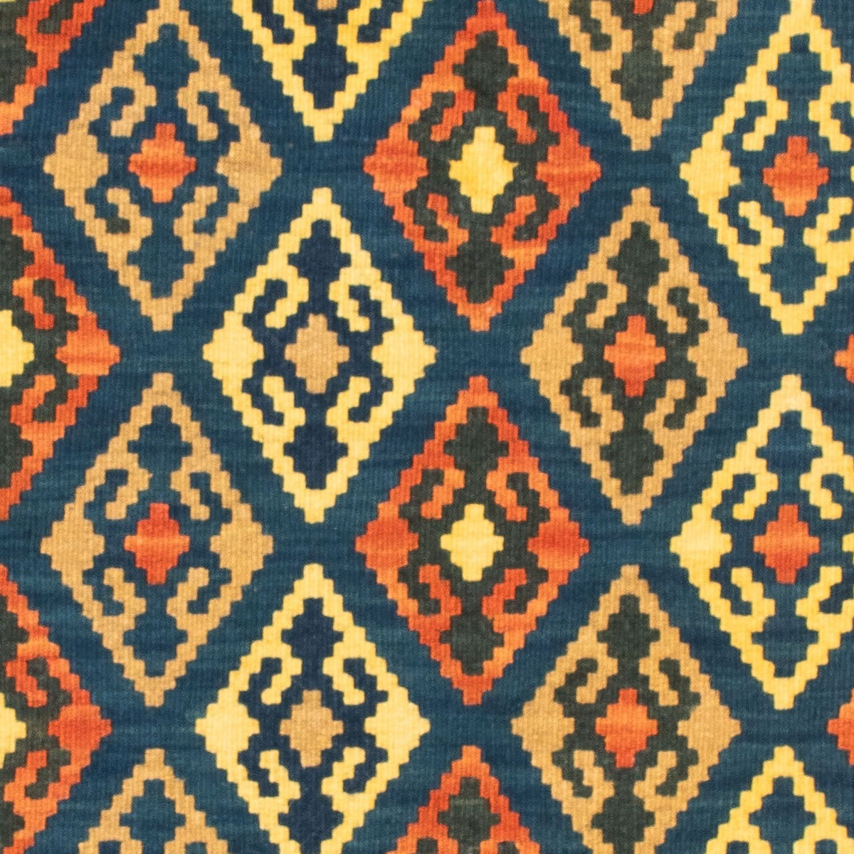 Tapis Kelim - Oriental carré - 107 x 100 cm - bleu foncé