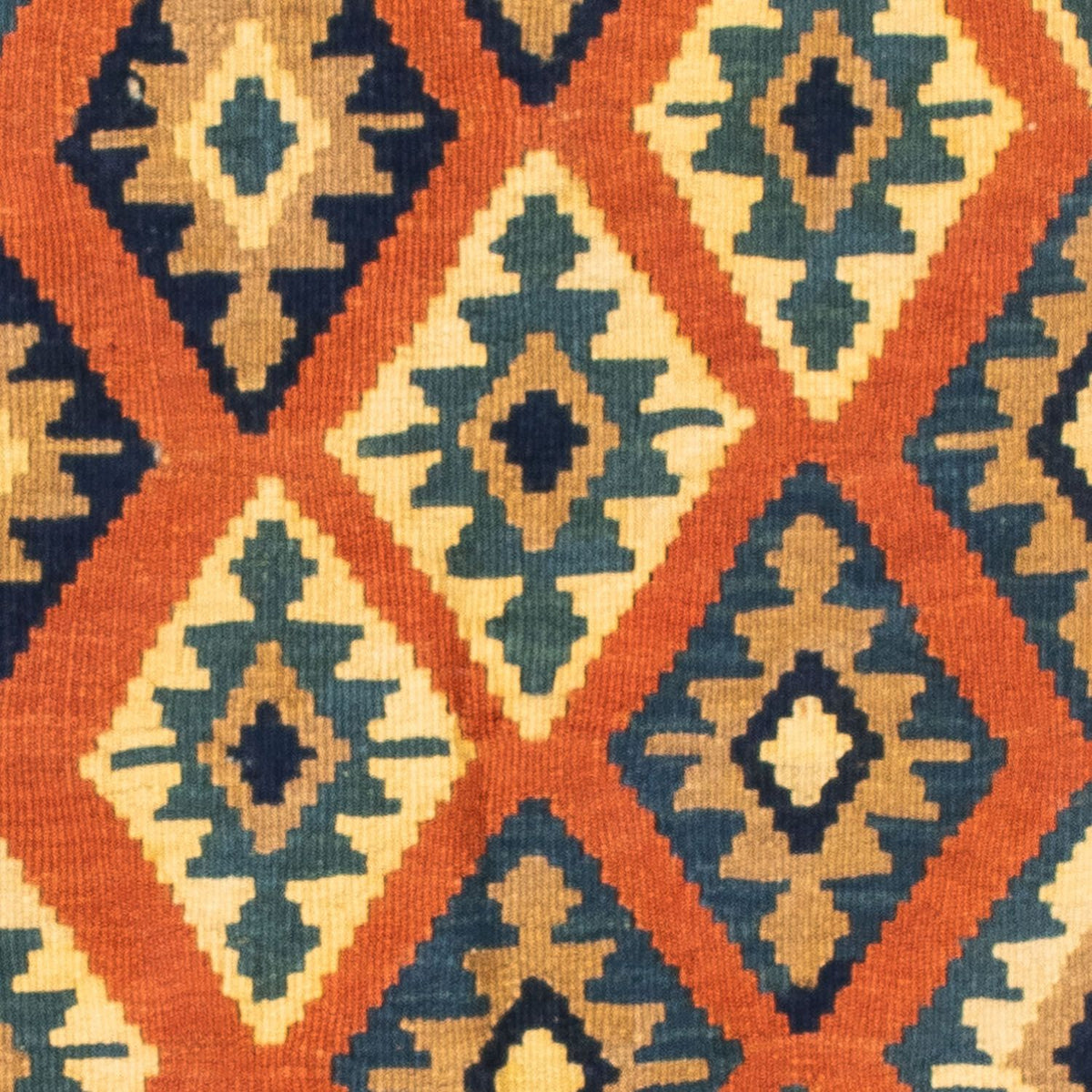 Tapis Kelim - Oriental carré  - 107 x 100 cm - rouille