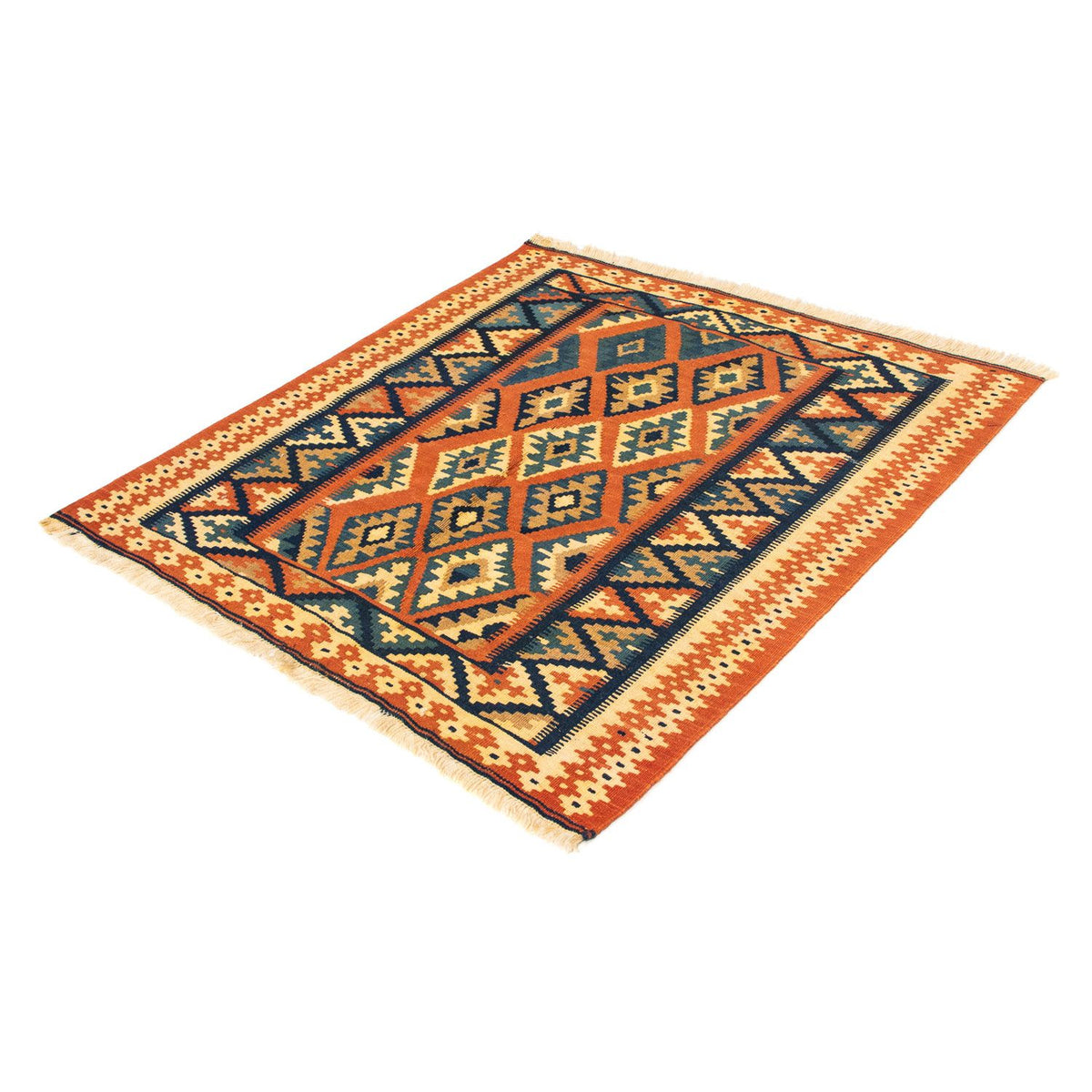 Tapis Kelim - Oriental carré  - 107 x 100 cm - rouille