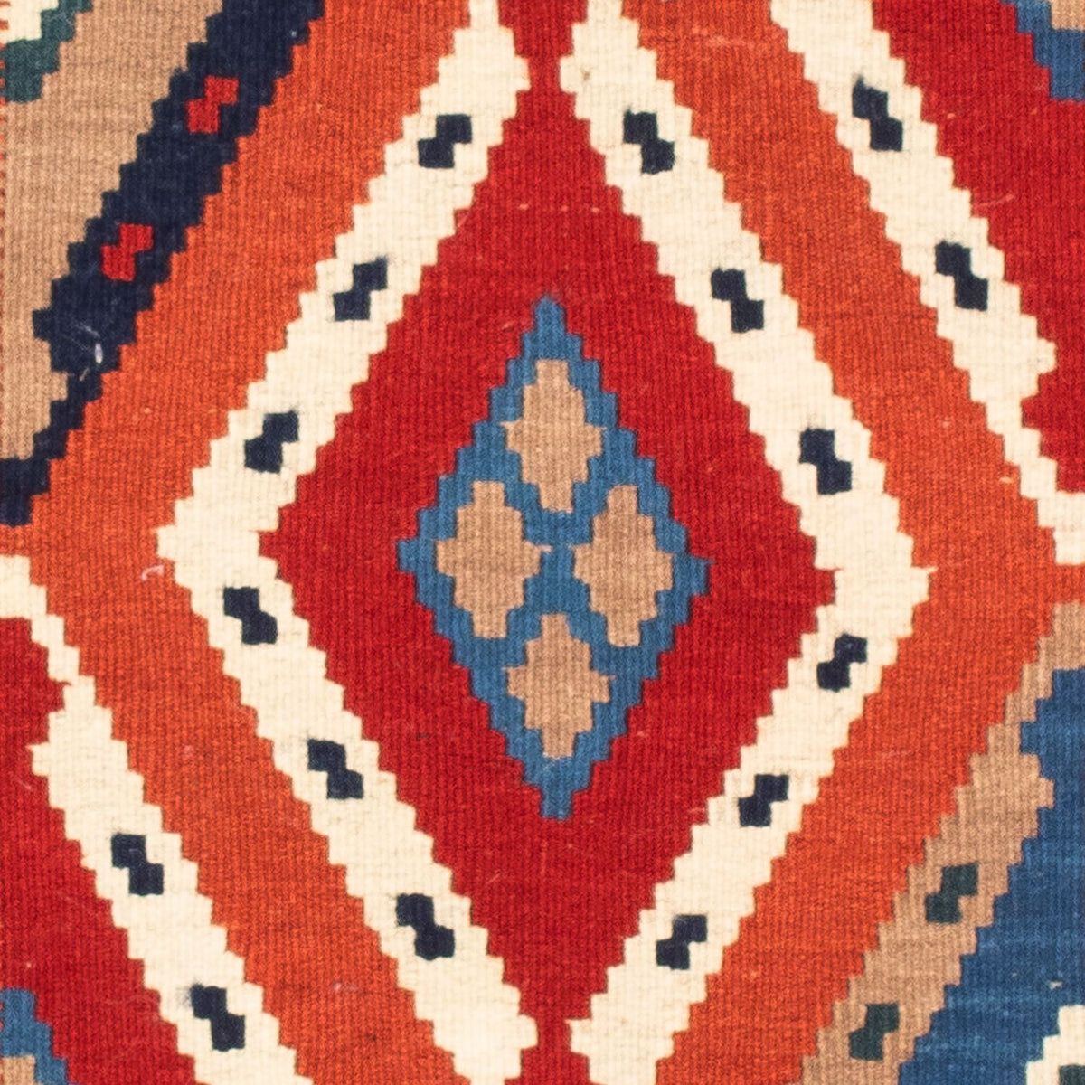 Tapis Kelim - Oriental carré - 103 x 102 cm - bleu clair