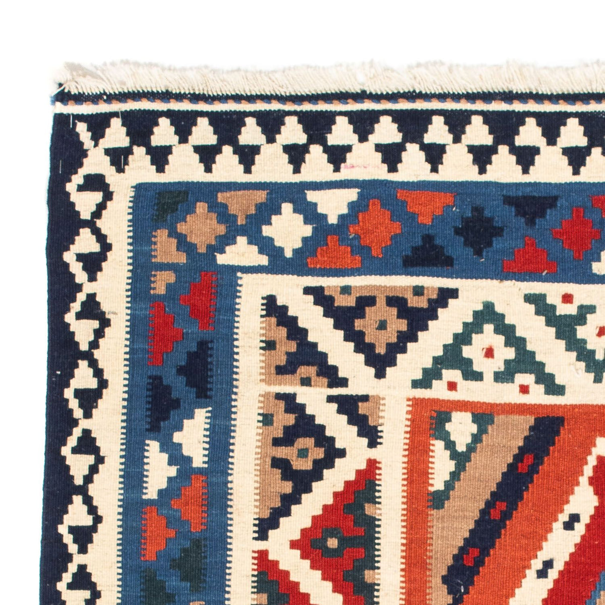 Tapis Kelim - Oriental carré - 103 x 102 cm - bleu clair