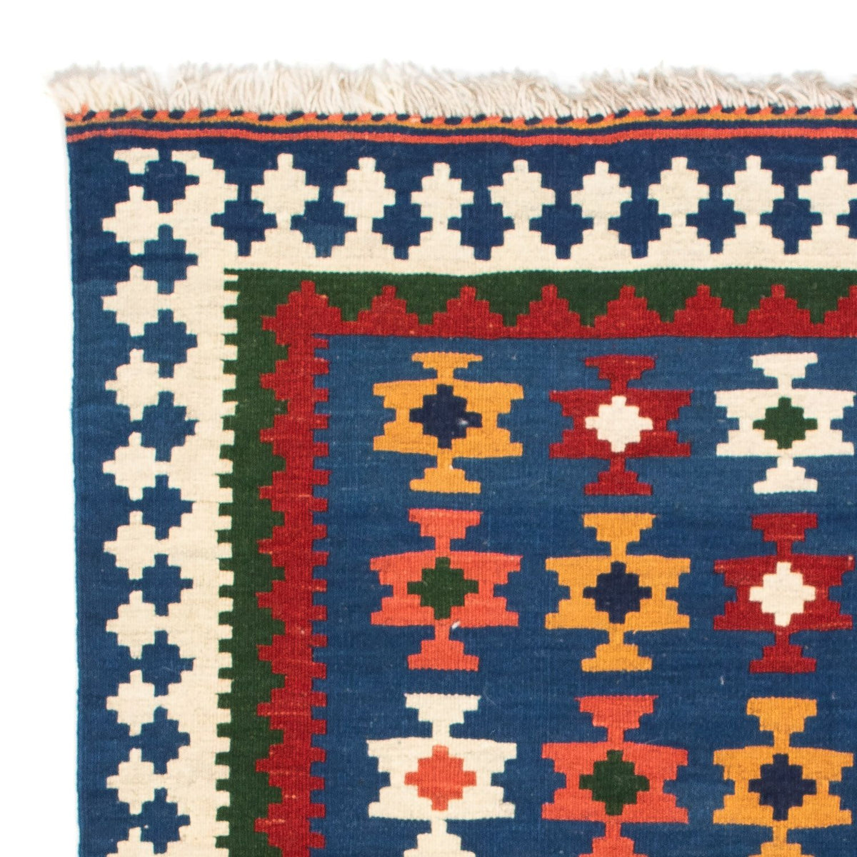 Tapis Kelim - Oriental carré - 104 x 100 cm - bleu foncé