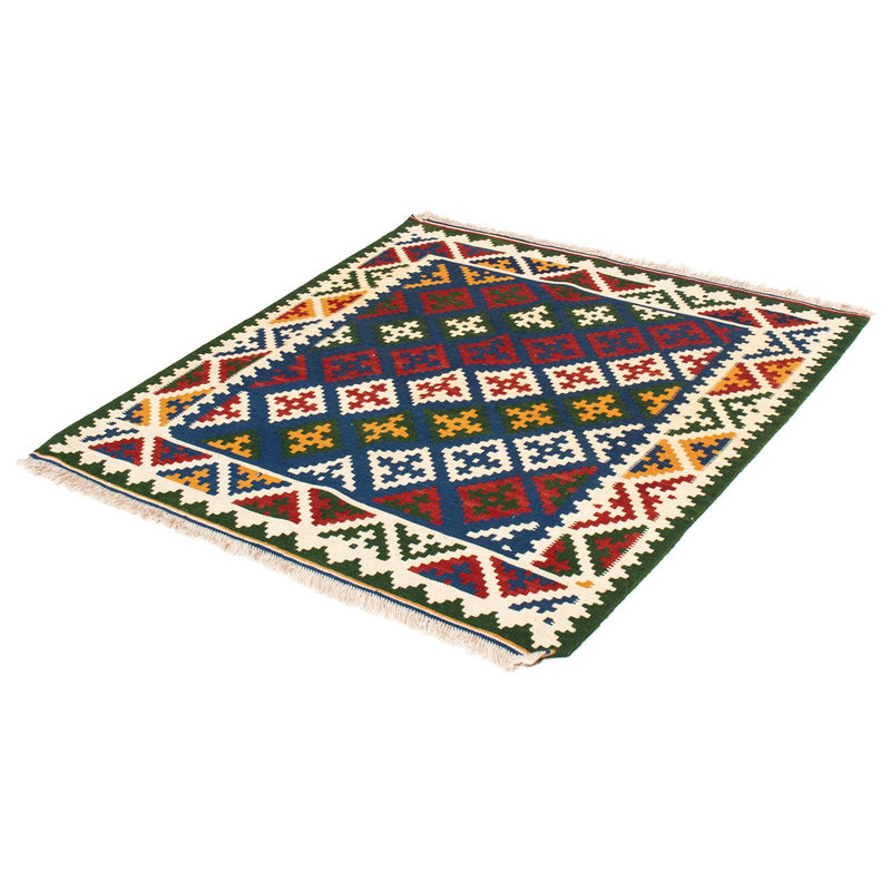 Tapis Kelim - Oriental carré  - 104 x 102 cm - bleu foncé
