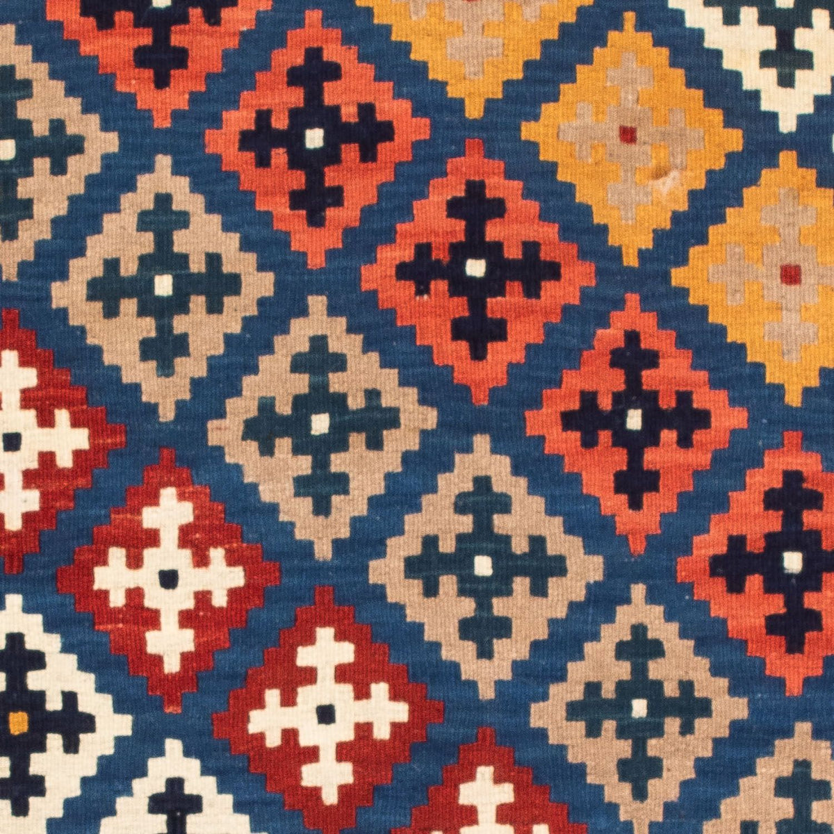 Tapis Kelim - Oriental carré  - 103 x 97 cm - bleu foncé