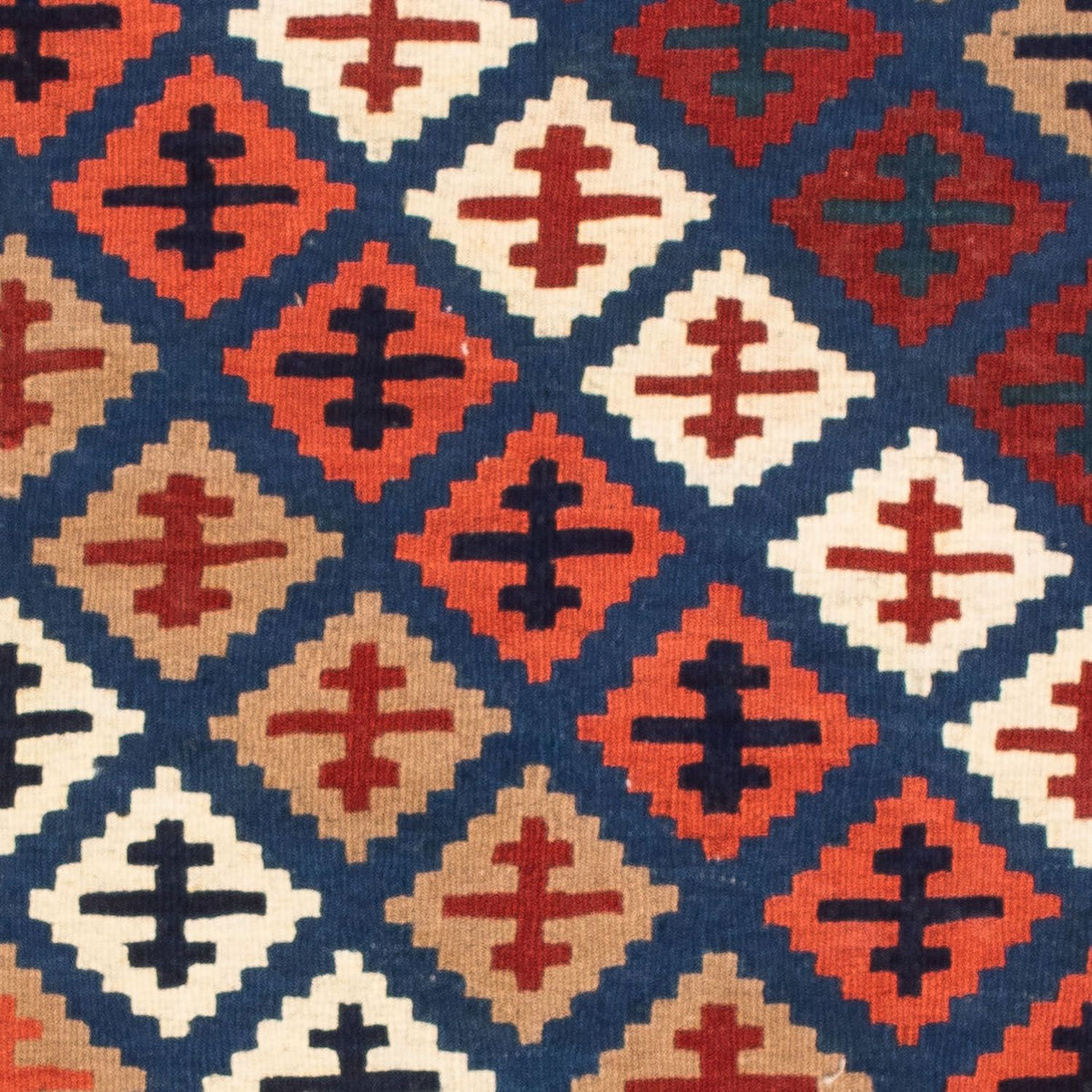 Tapis Kelim - Oriental carré - 104 x 100 cm - bleu foncé