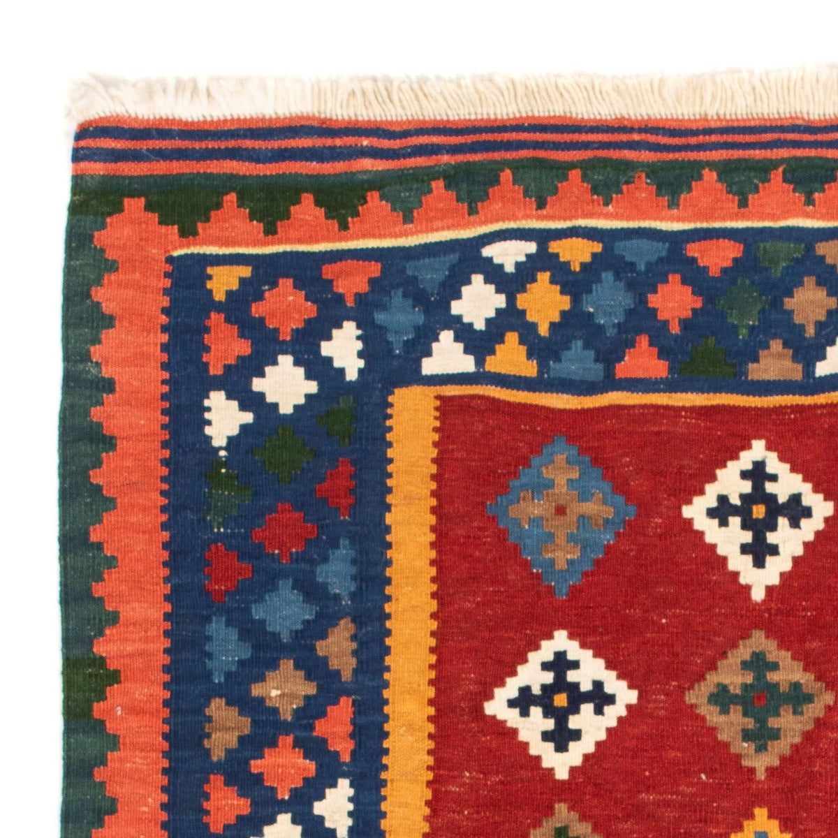 Tapis Kelim - Oriental carré  - 104 x 101 cm - rouge foncé