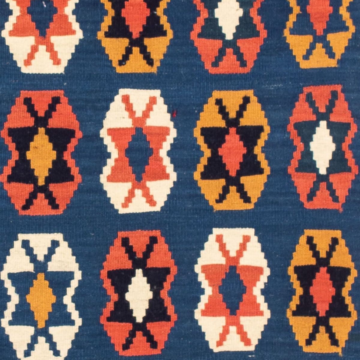 Tapis Kelim - Oriental carré - 103 x 100 cm - bleu foncé