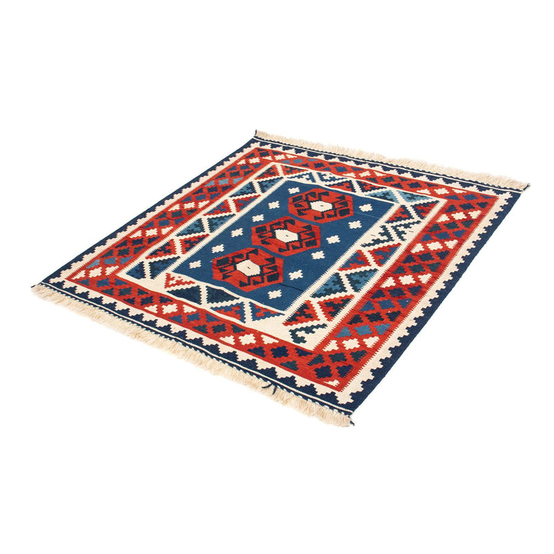 Tapis Kelim - Oriental carré  - 105 x 104 cm - bleu foncé