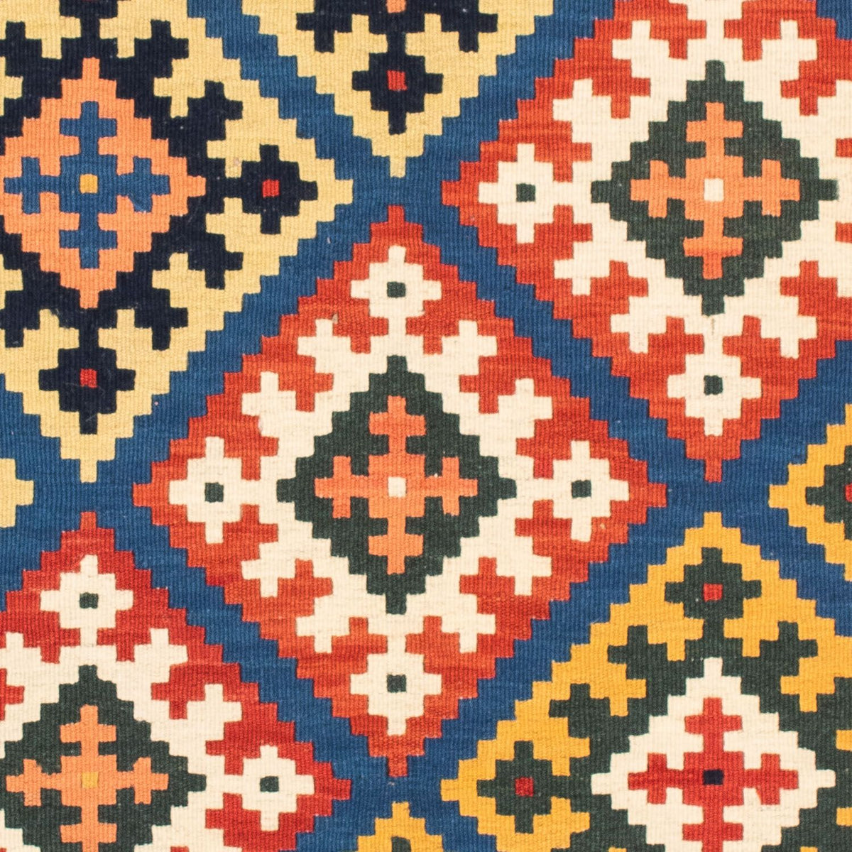 Tapis Kelim - Oriental carré - 104 x 100 cm - bleu foncé