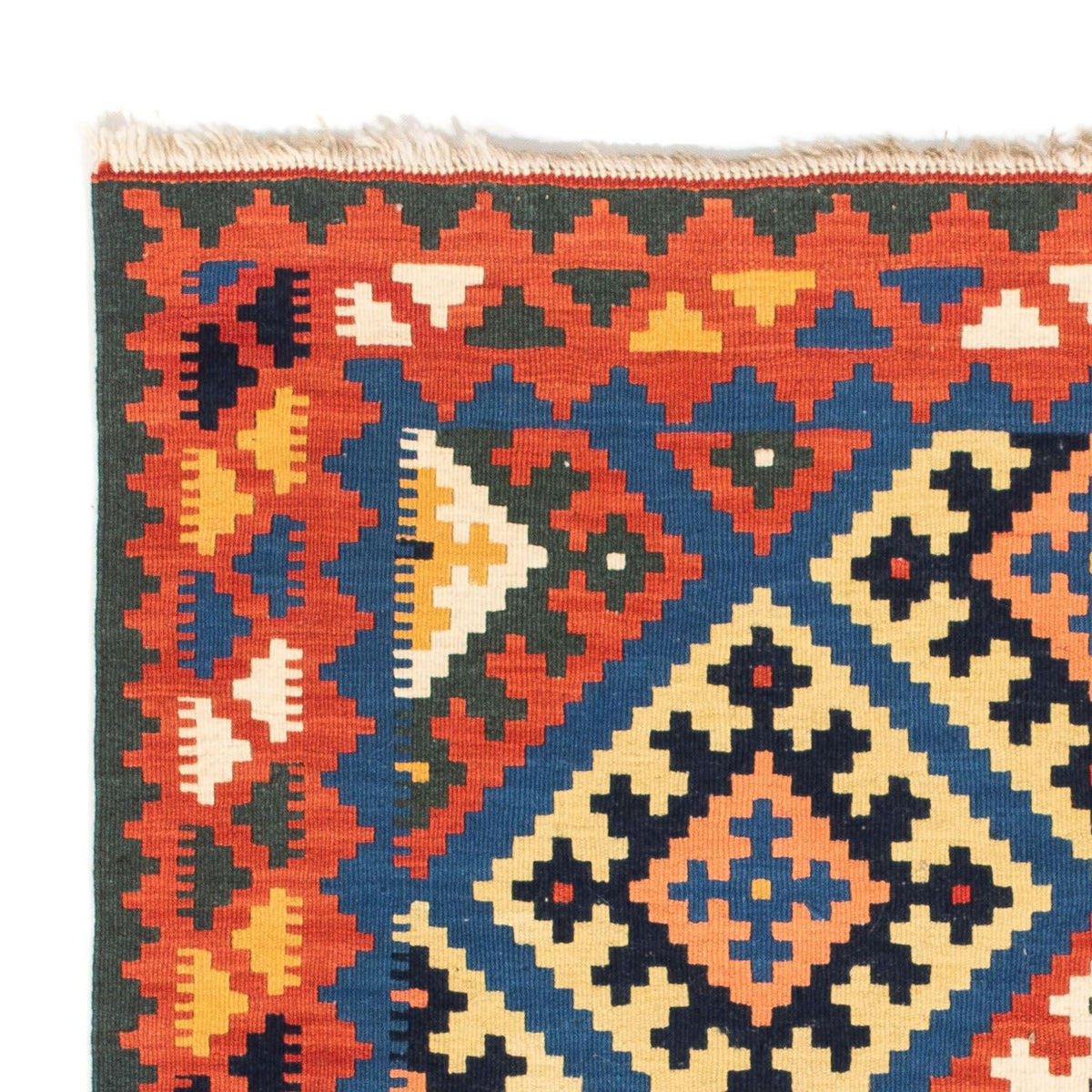 Tapis Kelim - Oriental carré - 104 x 100 cm - bleu foncé