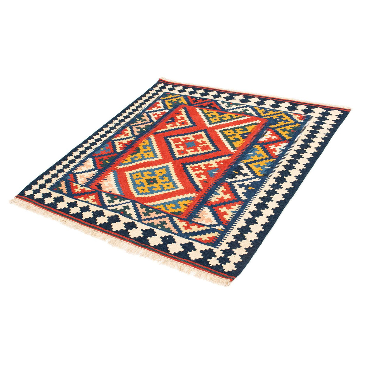 Tapis Kelim - Oriental carré  - 107 x 103 cm - rouge