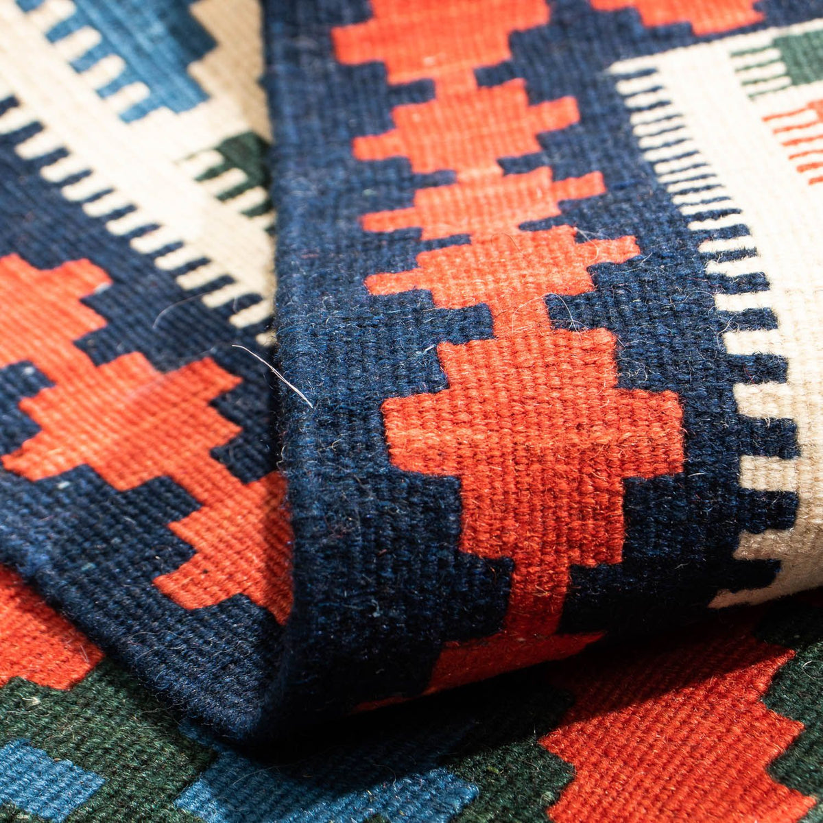 Tapis Kelim - Oriental carré  - 105 x 103 cm - rouge foncé