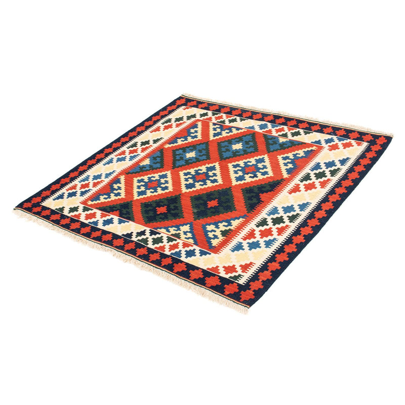 Tapis Kelim - Oriental carré  - 105 x 103 cm - rouge foncé