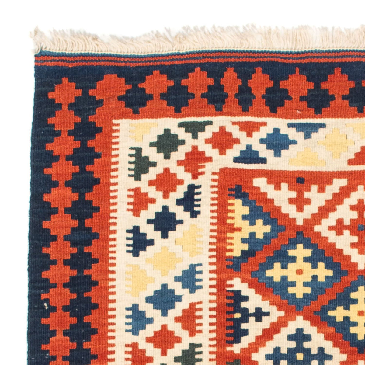 Tapis Kelim - Oriental carré - 107 x 100 cm - rouge foncé