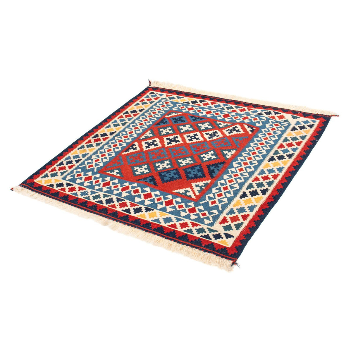 Tapis Kelim - Oriental carré  - 105 x 103 cm - rouge