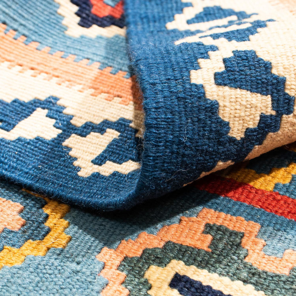 Tapis Kelim - Oriental carré  - 108 x 97 cm - rouille