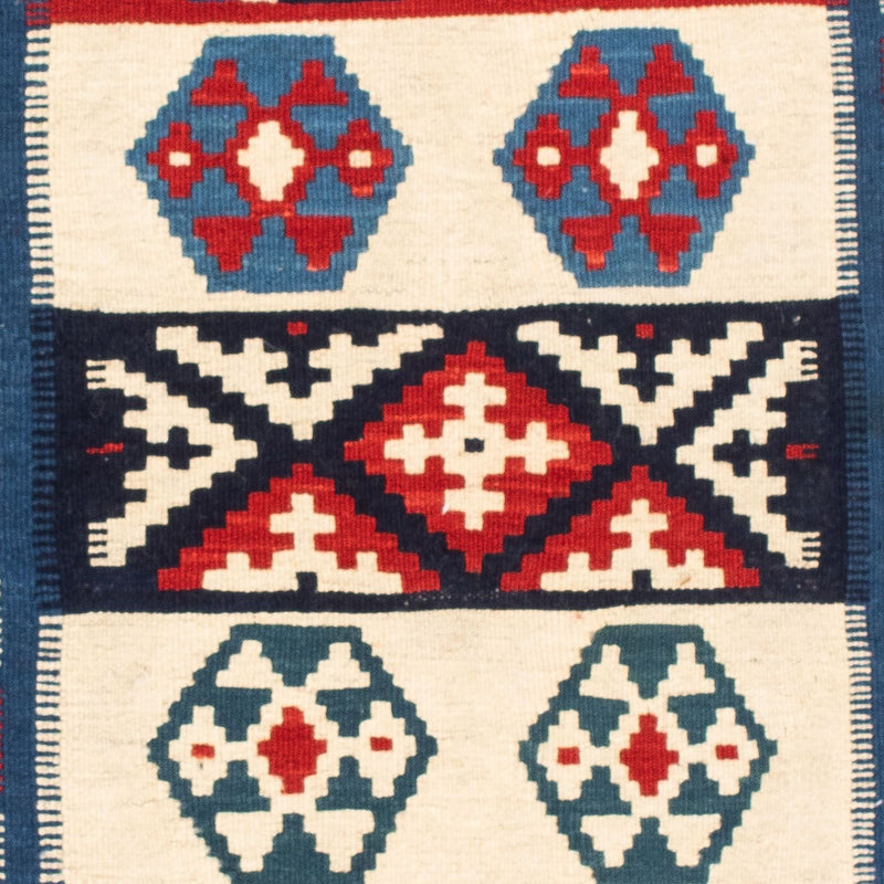 Tapis Kelim - Oriental carré  - 105 x 102 cm - bleu foncé