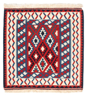 Tapis Kelim - Oriental carré  - 106 x 103 cm - rouge foncé