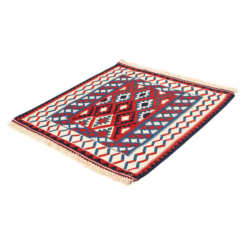Tapis Kelim - Oriental carré  - 106 x 103 cm - rouge foncé