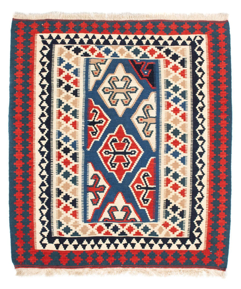 Tapis Kelim - Oriental carré  - 125 x 110 cm - bleu