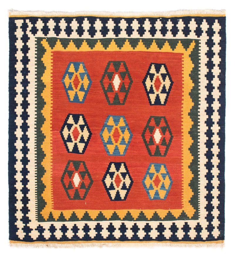Tapis Kelim - Oriental carré  - 105 x 100 cm - rouge foncé